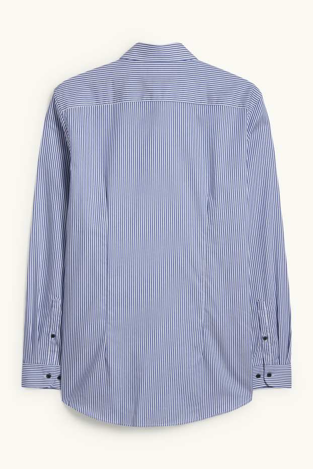 Home - Camisa formal - slim fit - cutaway - no requereix planxada - de ratlles - blau fosc / blanc trencat