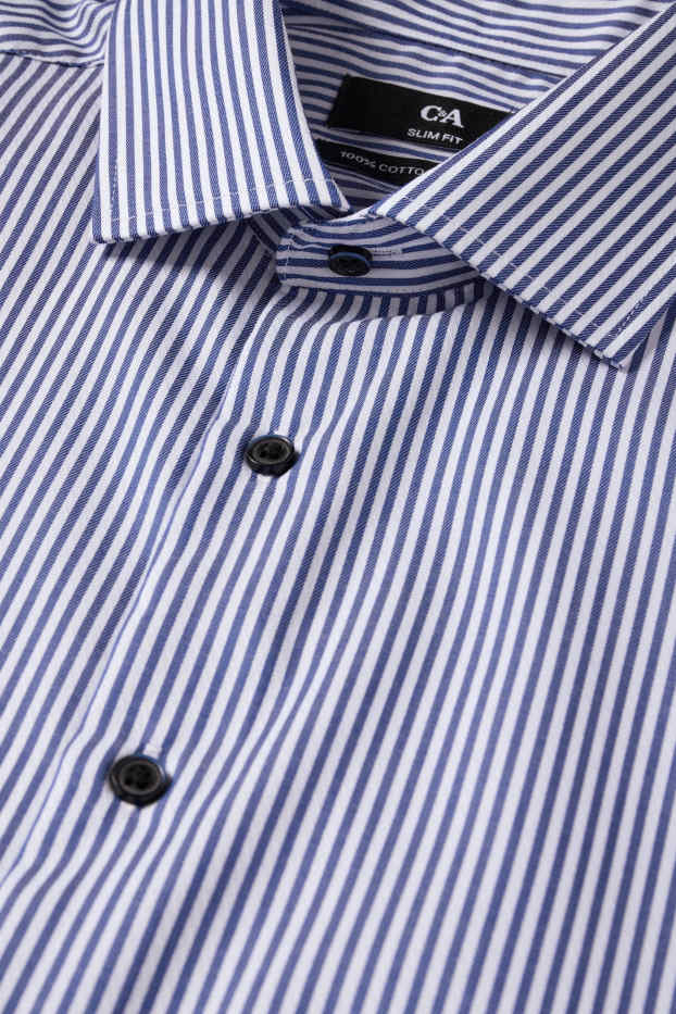 Home - Camisa formal - slim fit - cutaway - no requereix planxada - de ratlles - blau fosc / blanc trencat