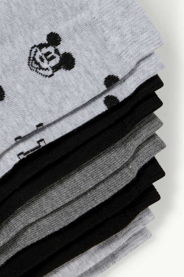Dames - Set van 5 paar - sokken met motief - Mickey Mouse - zwart / grijs