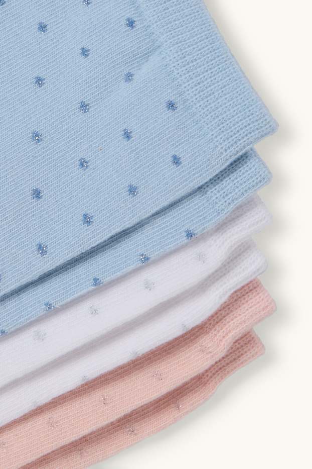 Women - Multipack of 3 - socks - shiny - polka dot - beige / blue
