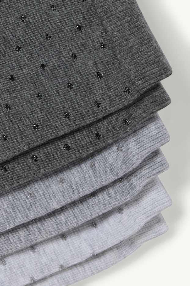 Damen - Multipack 3er - Socken - Glanz-Effekt - gepunktet - grau