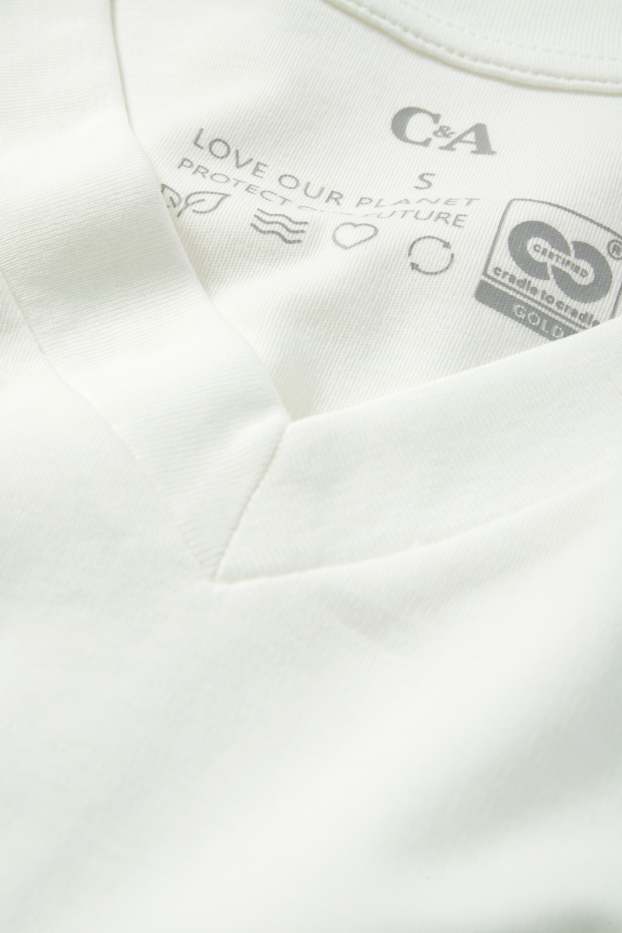Femmes - T-shirt avec encolure en V - slim fit - blanc