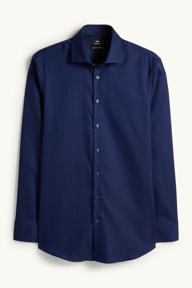Hommes - Chemise de bureau - regular fit - col cutaway - sans repassage - bleu foncé