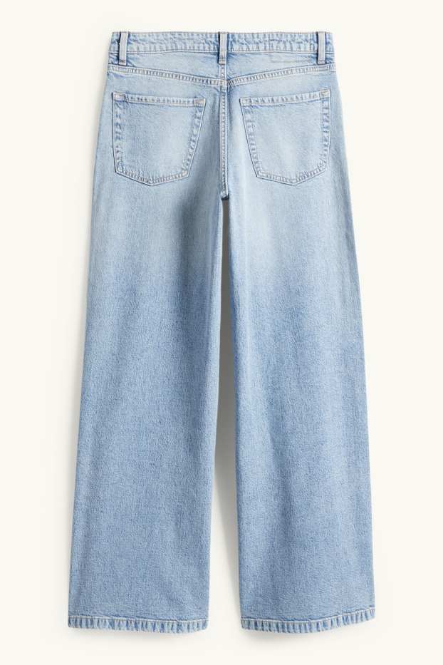 Dámské - Wide leg jeans - mid waist - džíny - světle modré