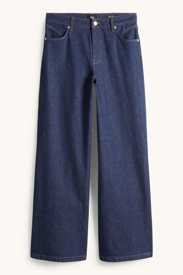 Dámské - Wide leg jeans - mid waist - džíny - tmavomodré