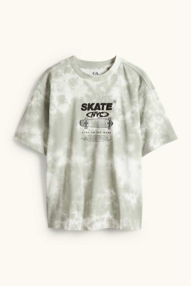 Kinderen: jongens - Skateboard - T-shirt - met patroon - grijs