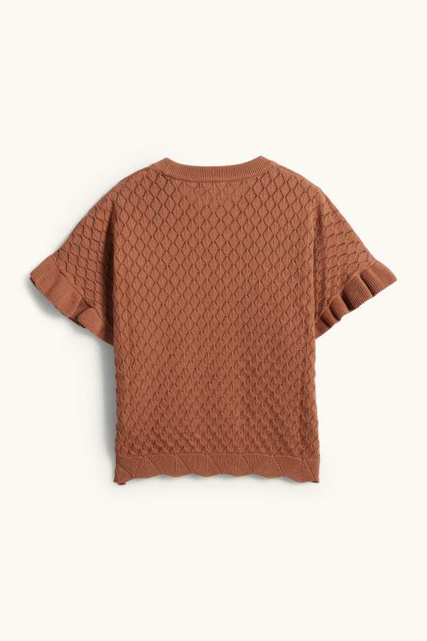 Enfants filles - T-shirt - finition texturée - marron