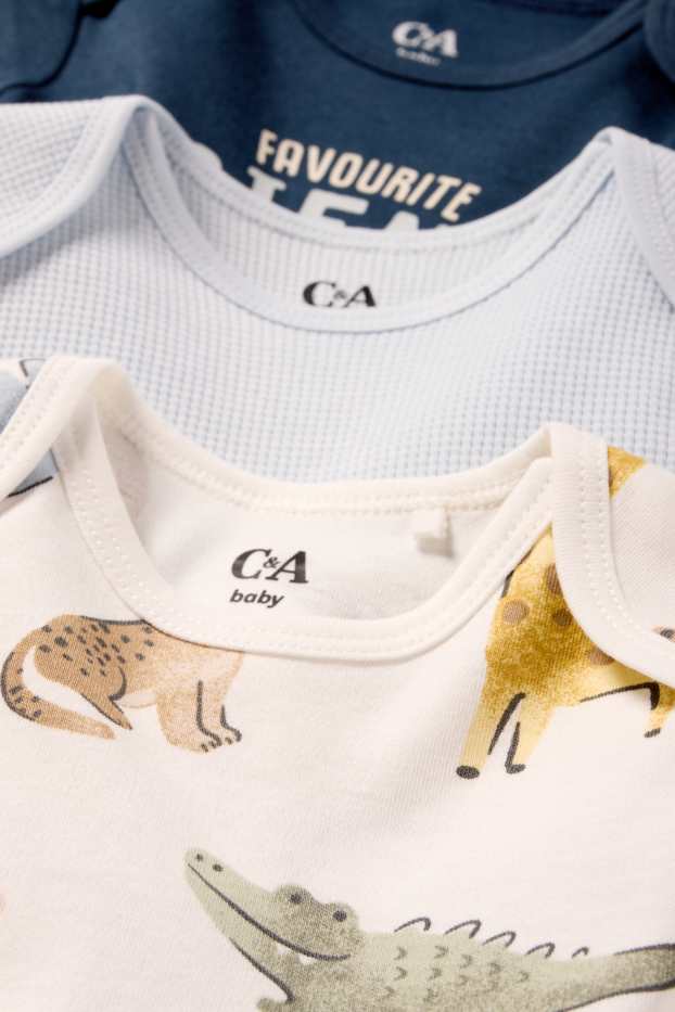 Baby: jongens - Set van 3 - dieren uit de dierentuin - rompertje - donkerblauw