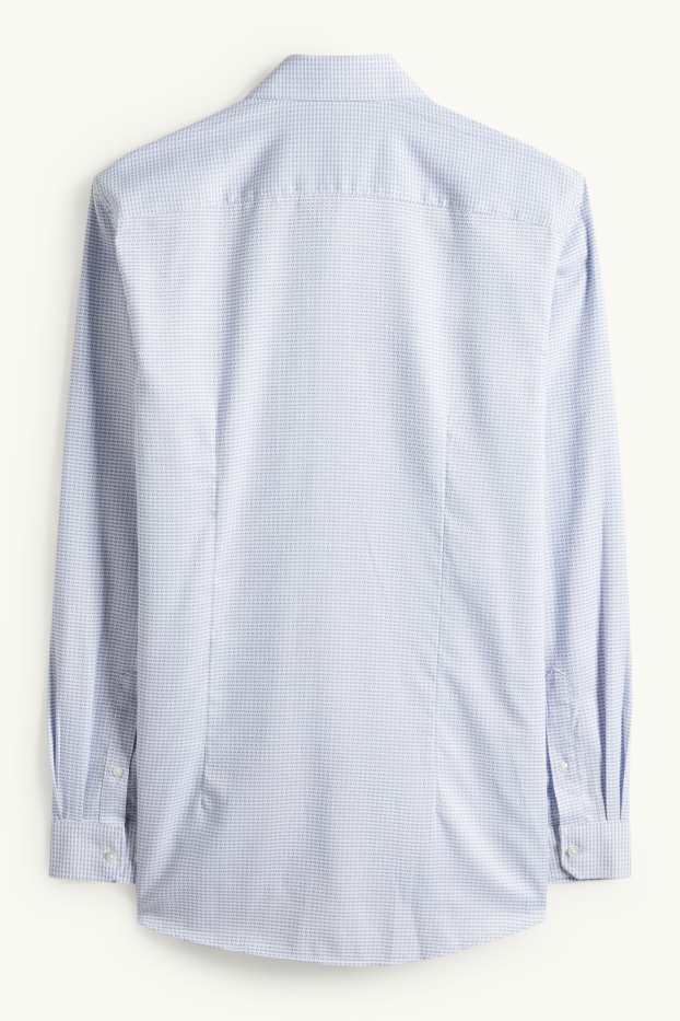 Hommes - Chemise de bureau - slim fit - col kent - sans repassage - finition texturée - blanc / bleu clair