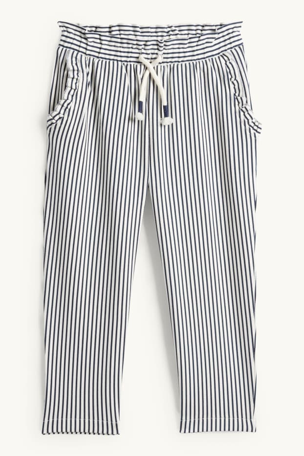 Děti - dívky - Teplákové kalhoty - pruhované - strukturované - bílá/modrá