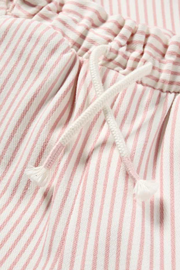 Enfants filles - Pantalon de jogging - à rayures - finition texturée - blanc / rose