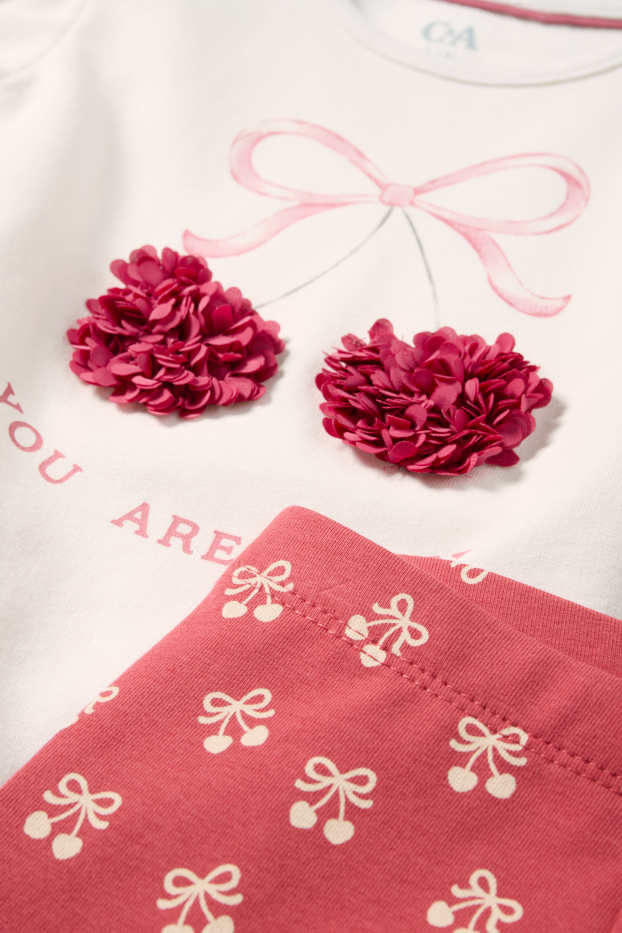 Miminka - dívky - Třešně a mašle - outfit pro miminka - 2dílný - krémově bílá