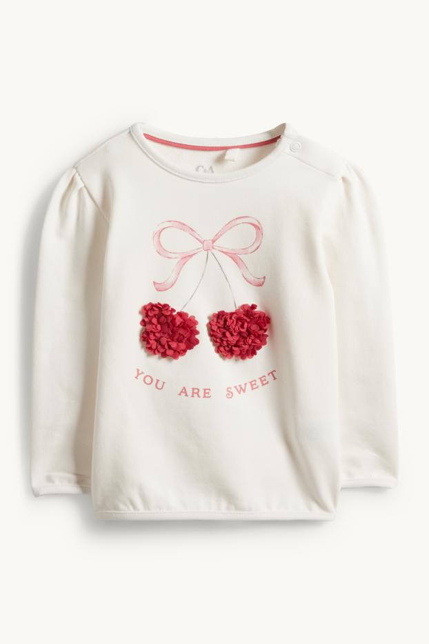 Miminka - dívky - Třešně a mašle - outfit pro miminka - 2dílný - krémově bílá