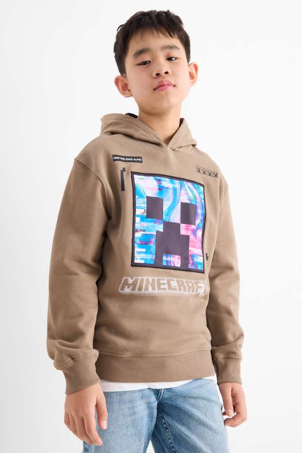 Bambini - Minecraft - felpa con cappuccio - marrone