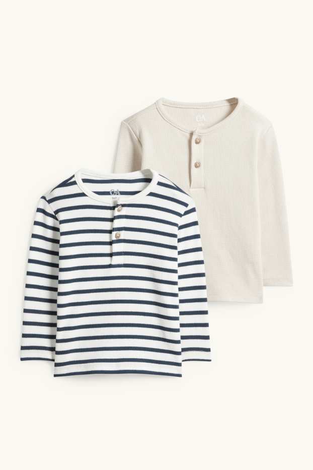 Baby Buben - Multipack 2er - Langarmshirt - strukturiert - hellbeige