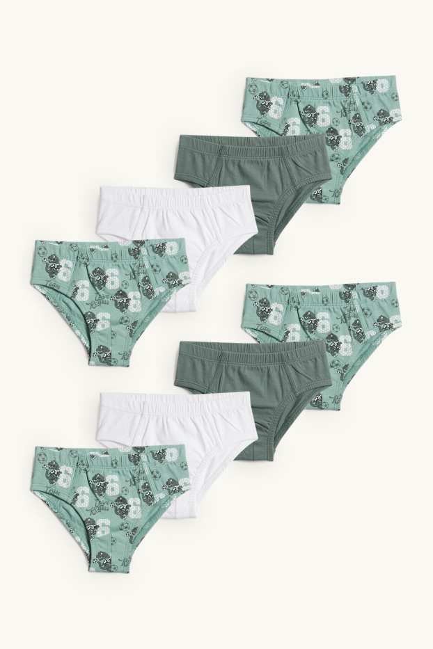 Bambini - Confezione da 8 - dinosauro e calcio - slip - verde