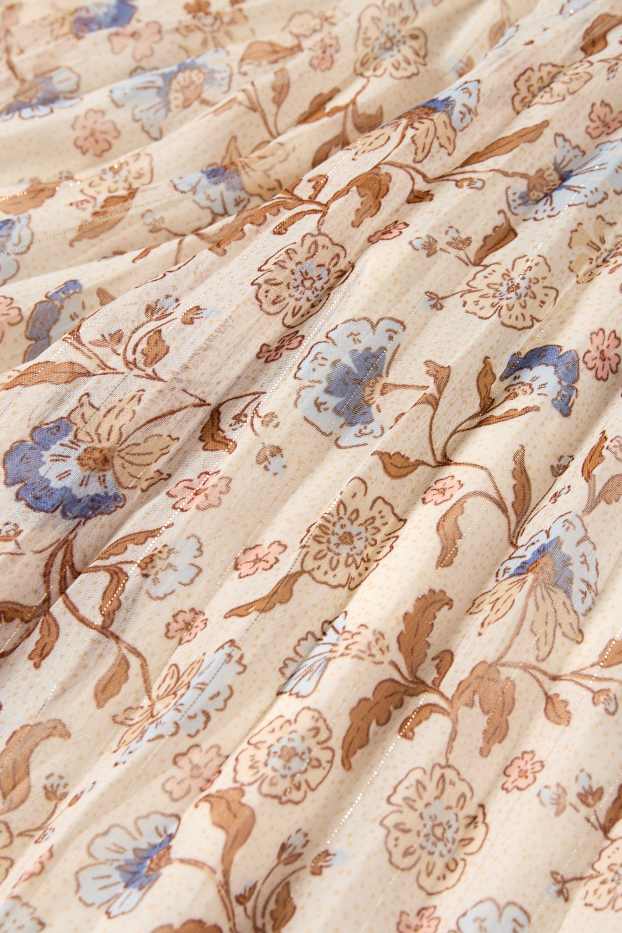 Kinderen: meisjes - Bloem - plissébroek - glanseffect - beige