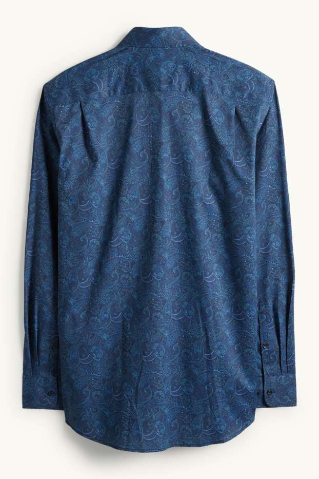 Heren - Business-overhemd - regular fit - kent - gemakkelijk te strijken - met patroon - donkerblauw