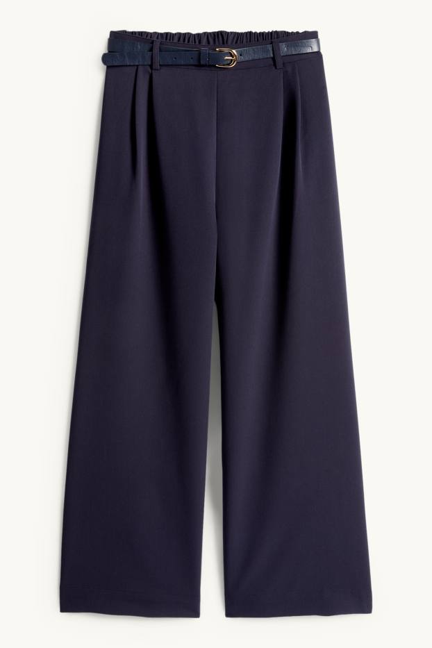 Copii - Fete - Pantaloni de stofă cu curea - albastru închis