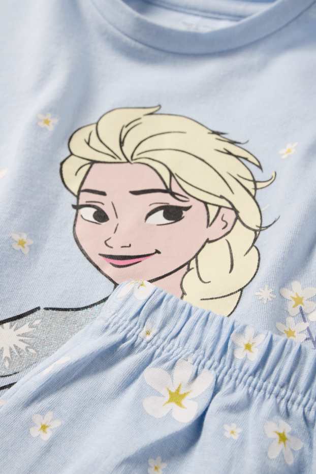Enfants filles - La Reine des Neiges - pyjama - 2 pièces - finition brillante - bleu clair