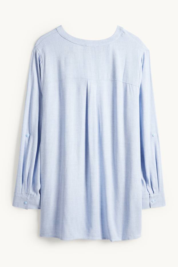 Femei - Bluză cu decolteu în V - albastru deschis