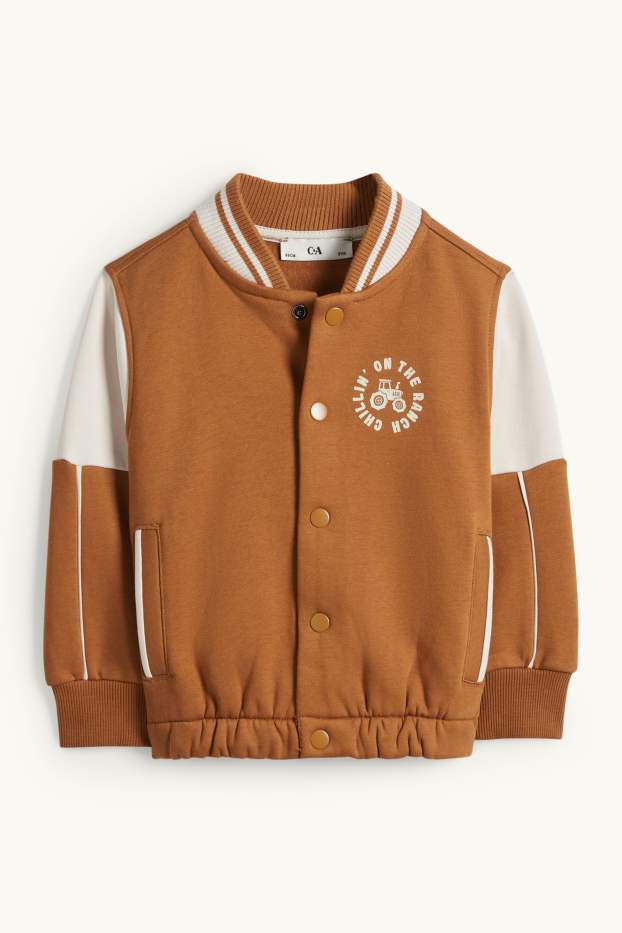 Children Boys - Tractor - varsity jacket - brown