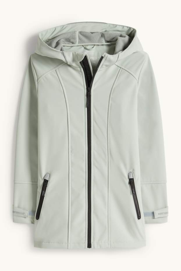 Children Girls - Softshell jacket with hood - waterproof - mint green