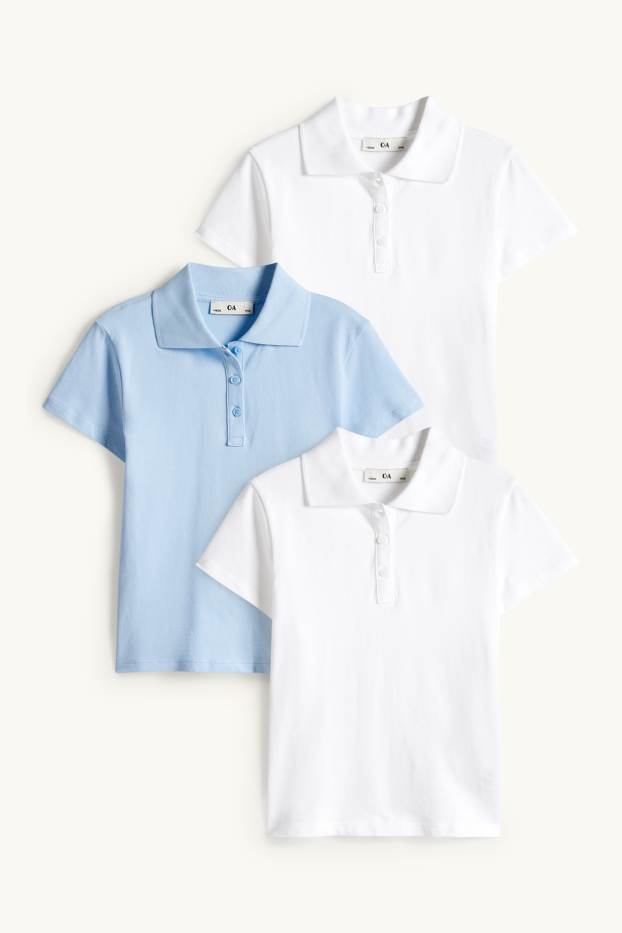 Kinder Mädchen - Multipack 3er - Poloshirt - weiß