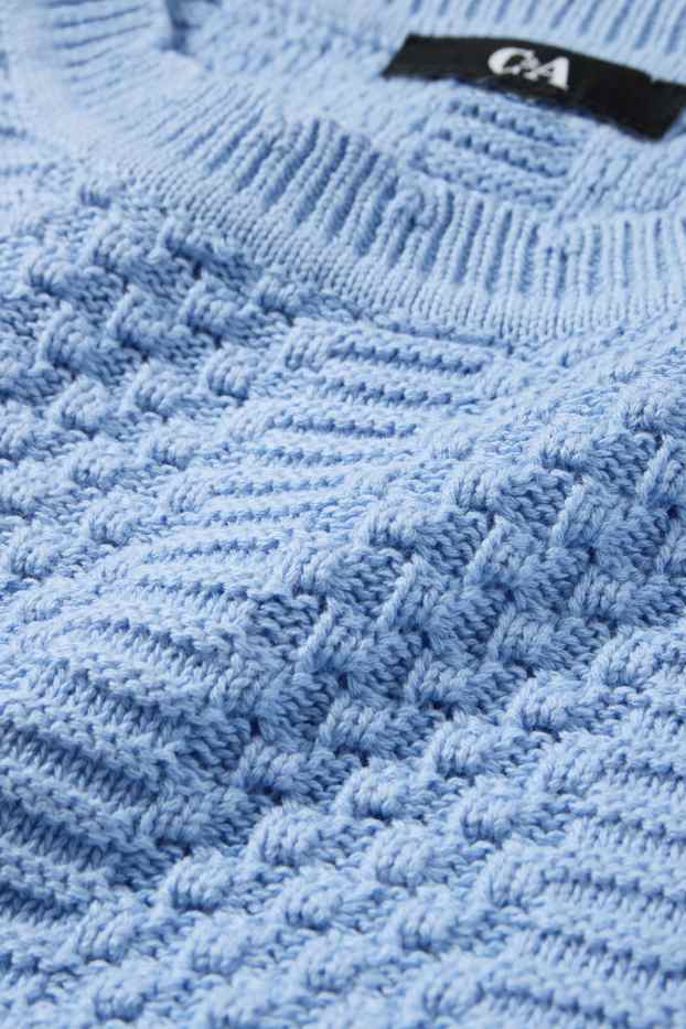 Dona - Jersei de punt de mitja - mànigues curtes - texturat - blau clar