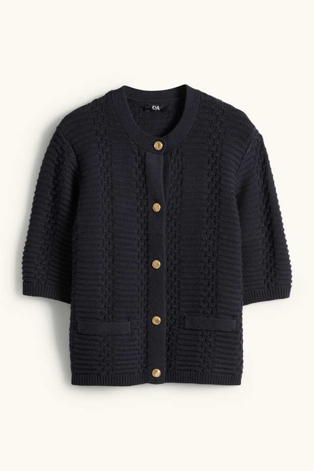 Women - Cardigan - textured - dark blue