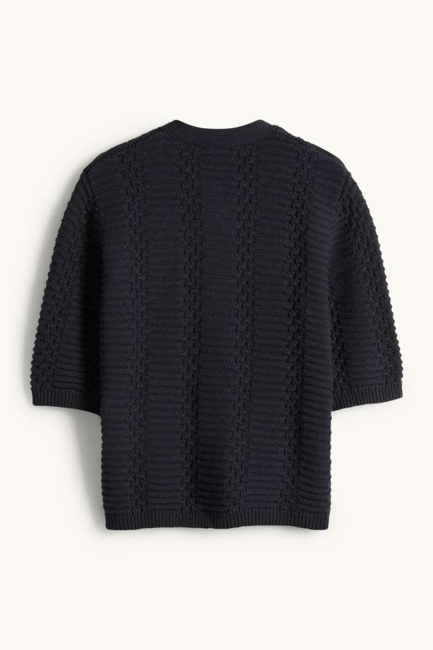 Women - Cardigan - textured - dark blue