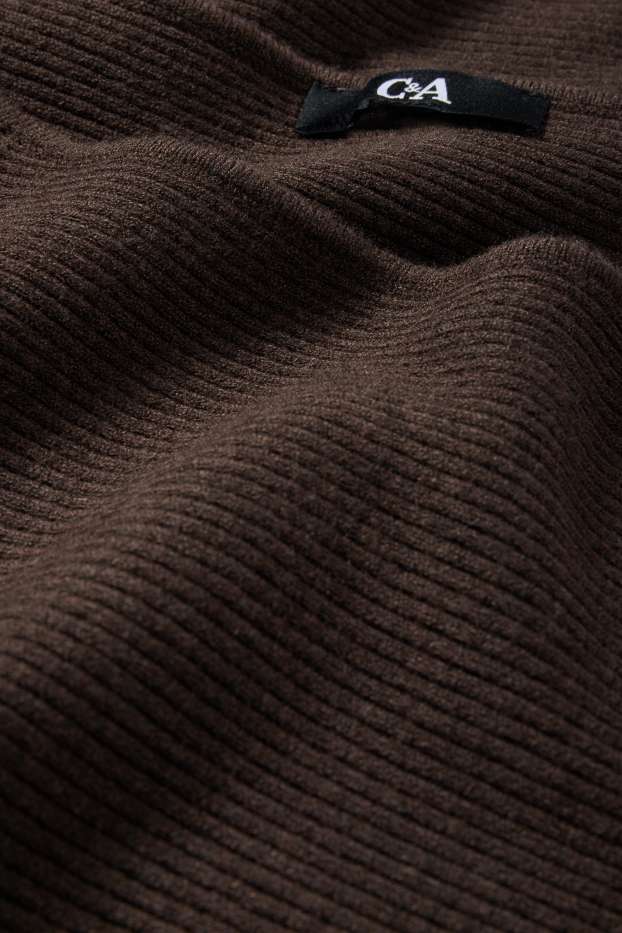 Dames - Trui - ribstof - donkerbruin