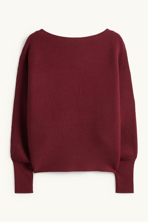 Dames - Trui - ribstof - bordeaux