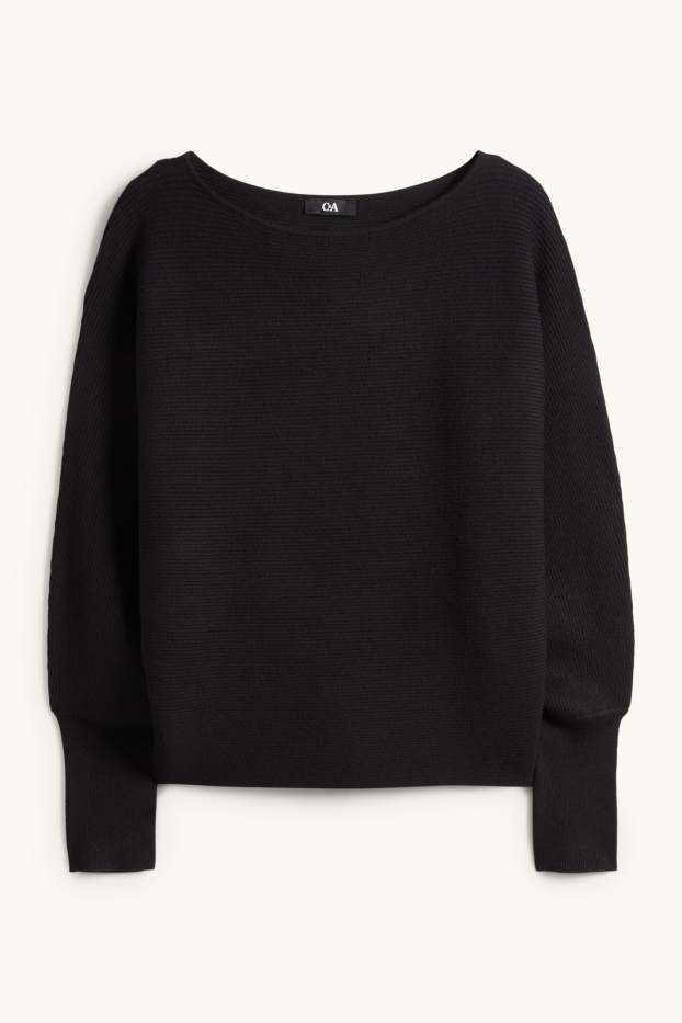 Dames - Trui - ribstof - zwart