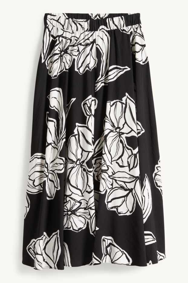 Donna - Gonna - a fiori - nero / bianco