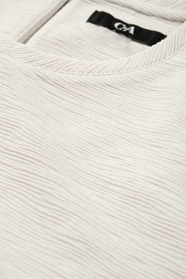 Women - T-shirt - regular fit - ribbed - light beige