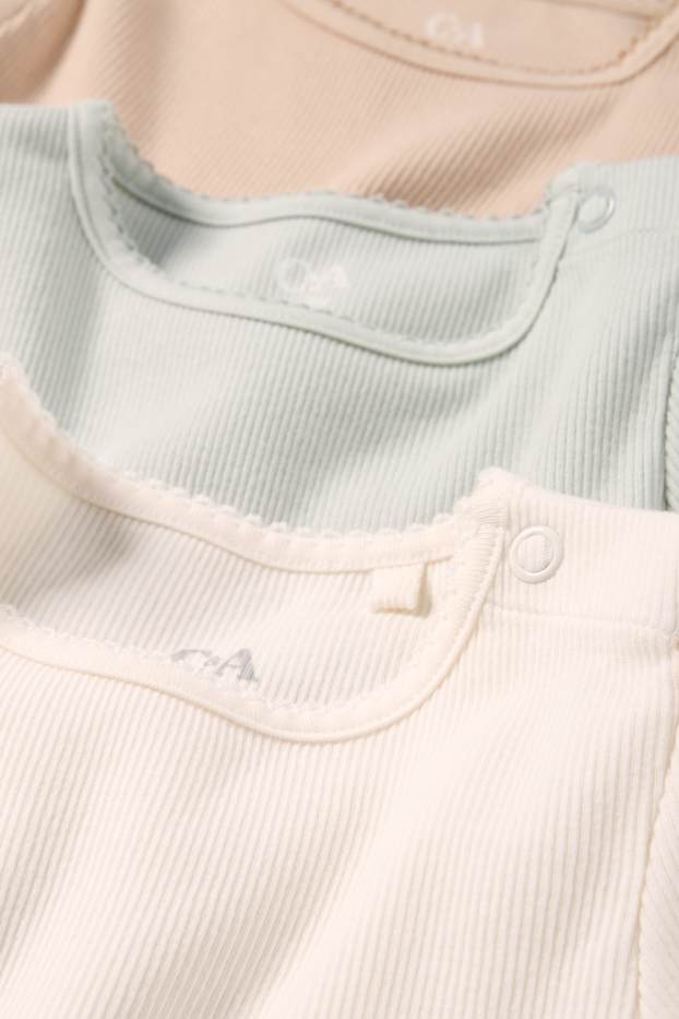 Neonate - Confezione da 3 - maglia a maniche lunghe per neonati - a coste - bianco crema