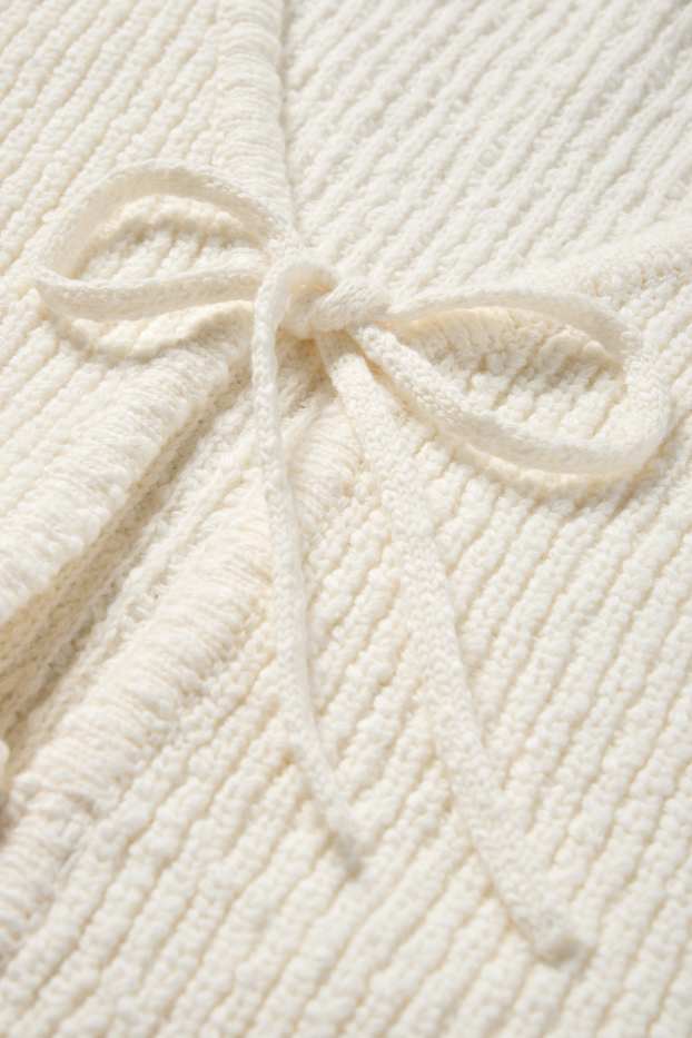 Femmes - Gilet en maille - finition côtelée - blanc crème