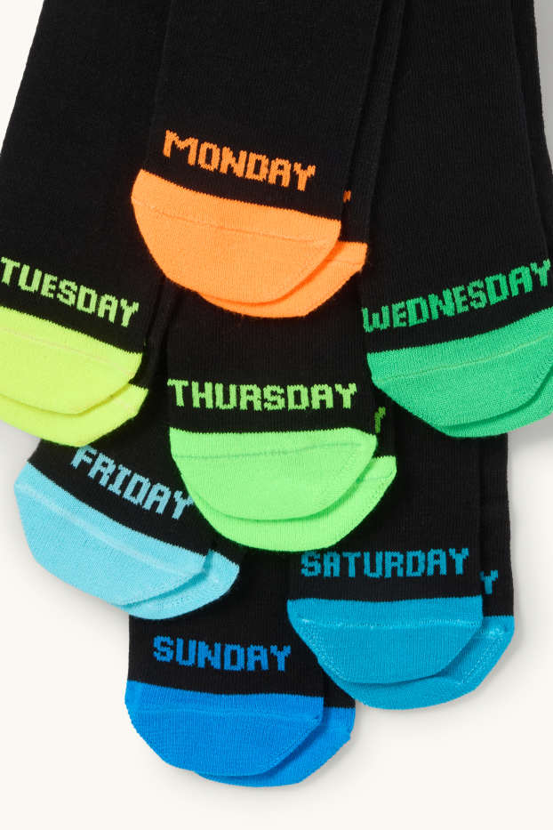 Copii - Băieți - Multipack 7 perechi - zilele săptămânii - șosete - negru