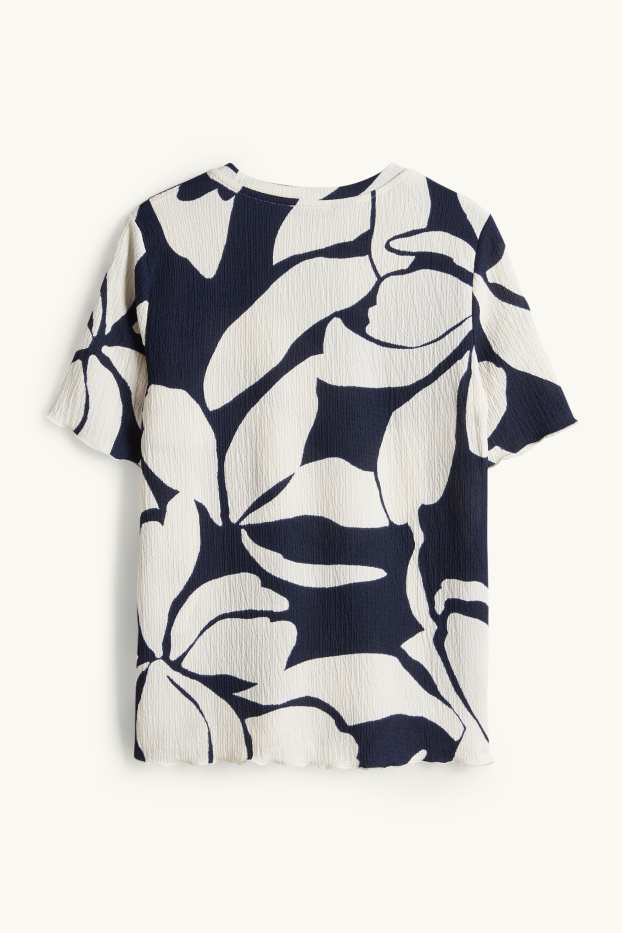 Women - T-shirt - regular fit - floral - dark blue / creme white