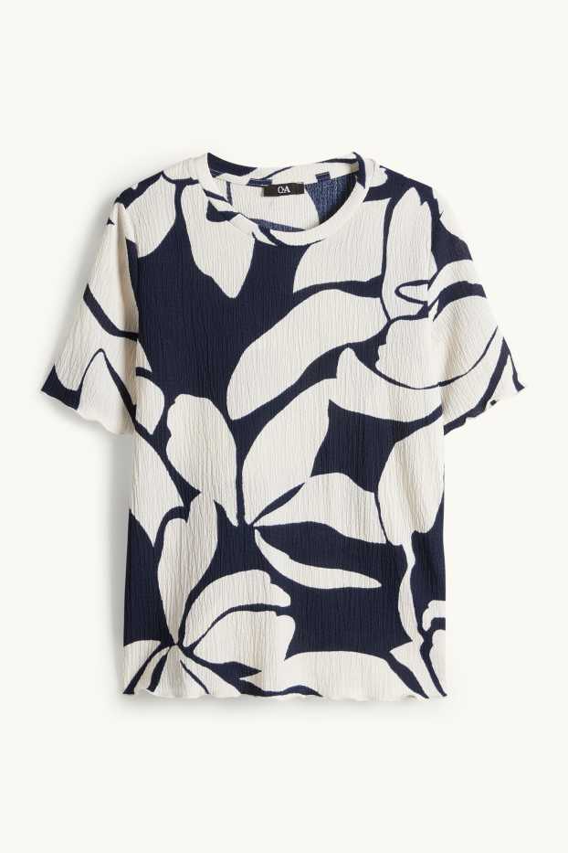 Women - T-shirt - regular fit - floral - dark blue / creme white