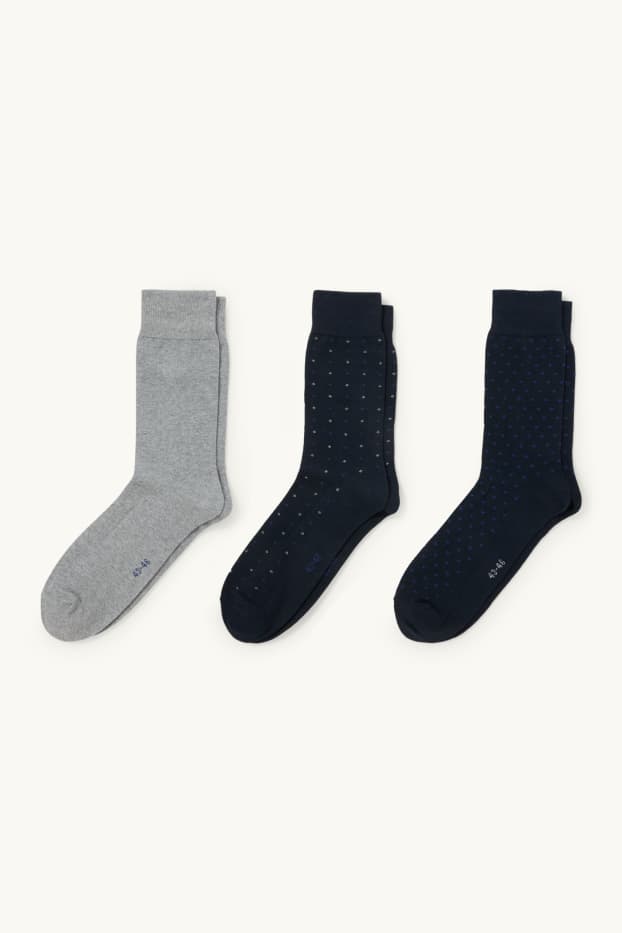 Hommes - Lot de 3 paires - chaussettes - bleu foncé / gris