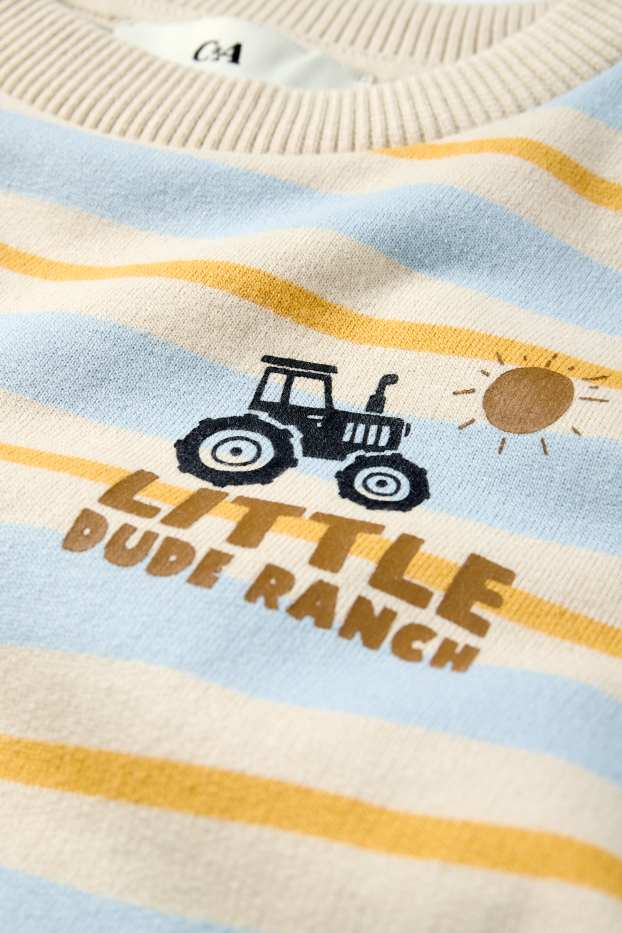 Niños - Tractor - sudadera - de rayas - beige claro