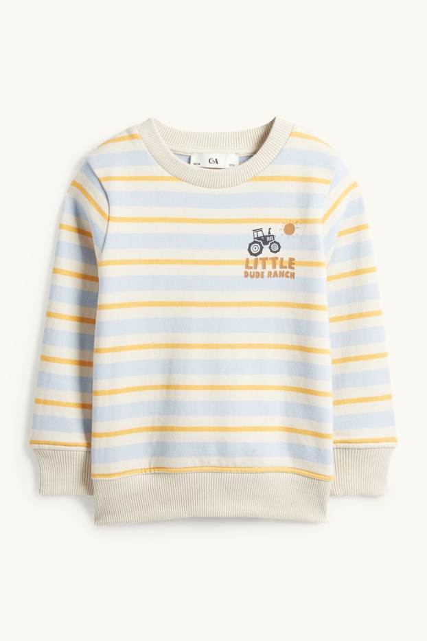 Niños - Tractor - sudadera - de rayas - beige claro