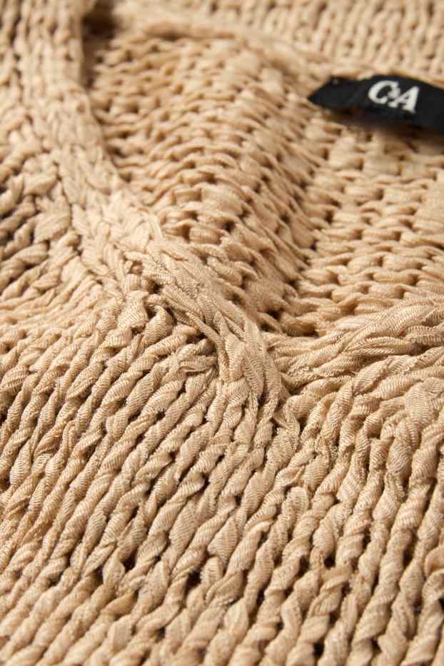 Femmes - Pull en maille - manches courtes - beige