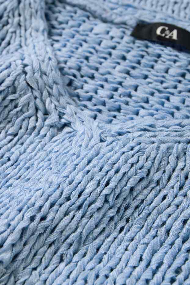 Femmes - Pull en maille - manches courtes - bleu clair