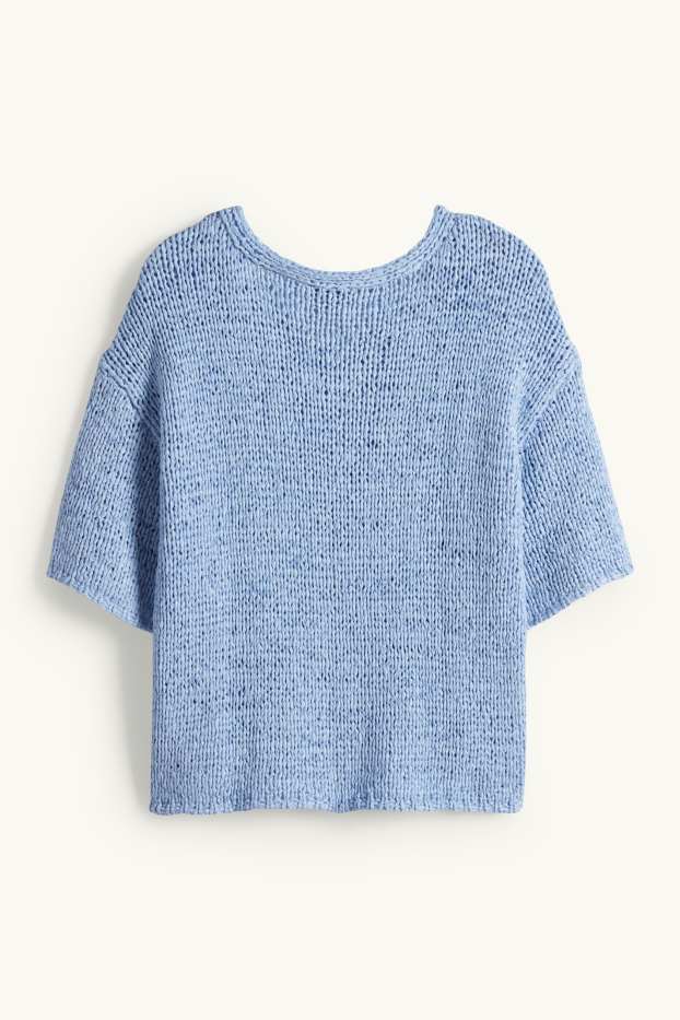 Femmes - Pull en maille - manches courtes - bleu clair
