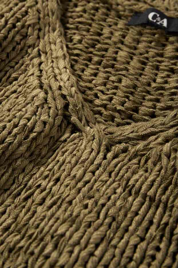 Femmes - Pull en maille - manches courtes - vert foncé