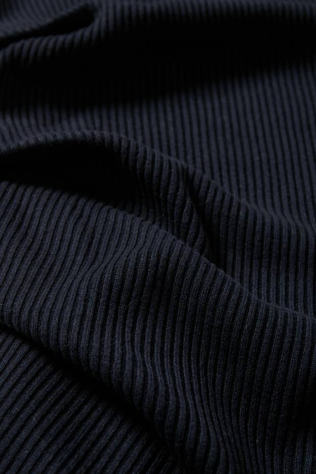 Damen - Langarmshirt - Slim Fit - gerippt - dunkelblau