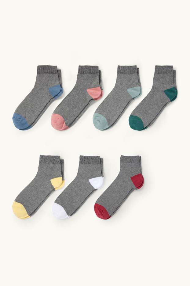 Hommes - Lot de 7 paires - socquettes - gris foncé